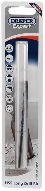 Broca extra larga Draper 38924 Expert 3,2 x 100 mm HSS