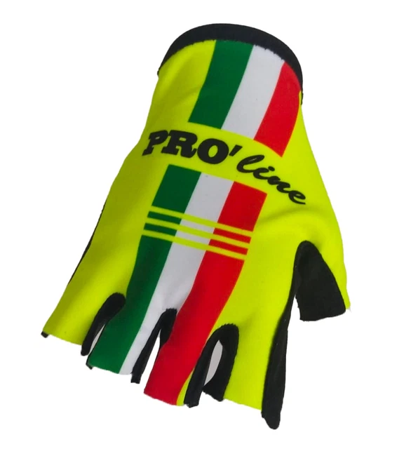 Guanti Ciclismo Bicicletta Da Corsa Estivi PRO' line Giallo Fluo Tricolore