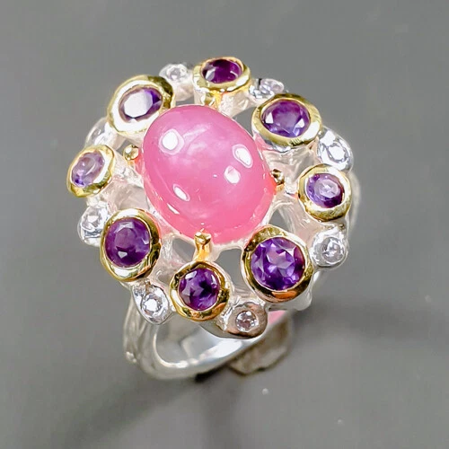 Handmade Heated Star Ruby Ring 925 Sterling Silver Size 5.75 /R314588
