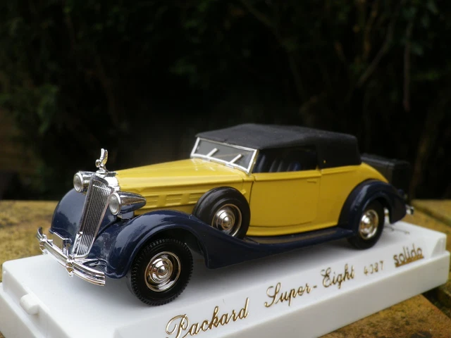 SOLIDO 4037 PACKARD SUPER EIGHT jaune ailes bleues neuf en boite plastique