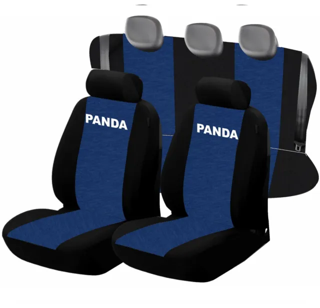 coprisedili auto fiat panda 3° serie dal 2012  in cotone nero/blu made in italy