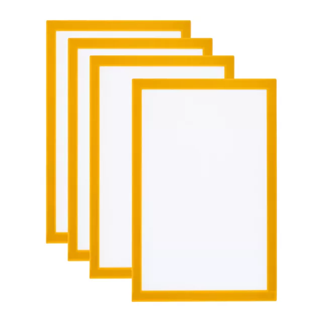 A4 Magnetic Sign Holder, 4 Pack Magnetic Display Frame Picture Frame, Yellow