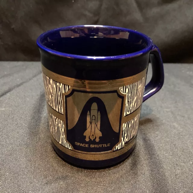 Vintage NASA Space Shuttle Kennedy Space Center Coffee Mug Cup 22k Gold Culver
