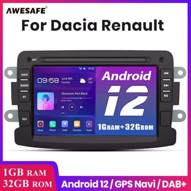 2+32G Car Stereo For Renault Duster Dacia Sandero Android 12 GPS Radio Head  Unit