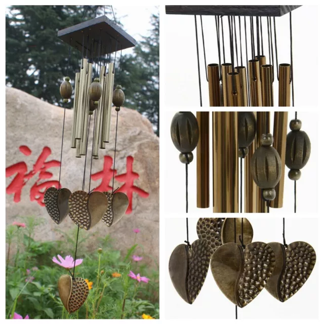 Large Copper Love Wind Chimes Bell Ornament Windbell Gift Home Decor Yard Garden