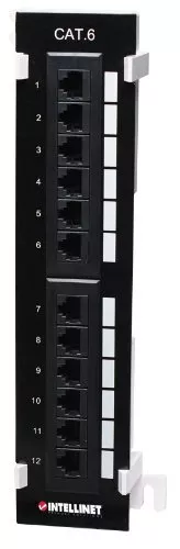 Intellinet Patch Panel, Cat6, Wall-mount, UTP, 12 Port, Black