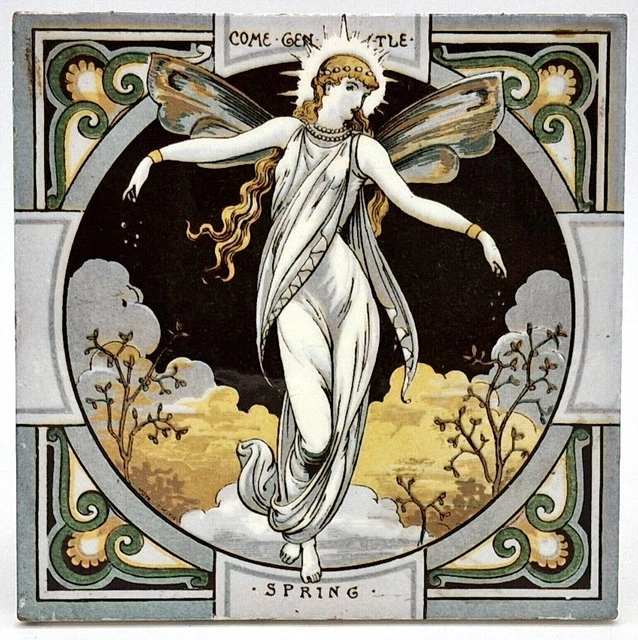 Mintons Fireplace Tile Thomson's Seasons Come Gentle Spring C1880