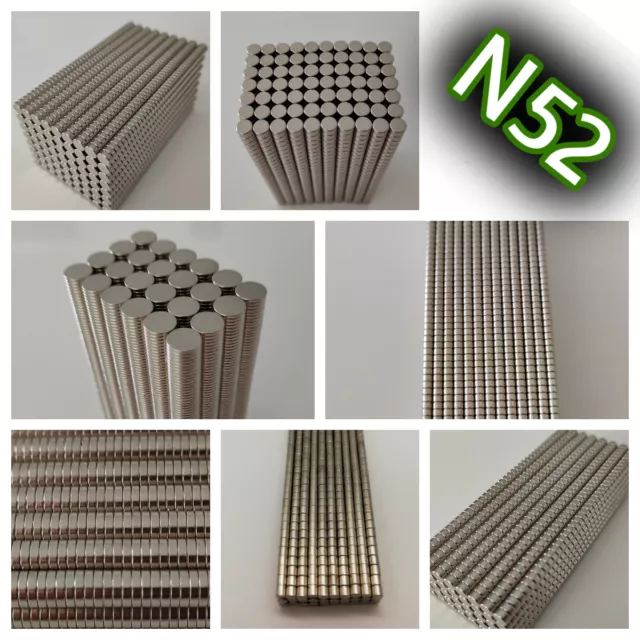 N52 Extrem Starke Neodym Magnete Stab Scheibe Super Magnet Rund Zylinder NdFeB