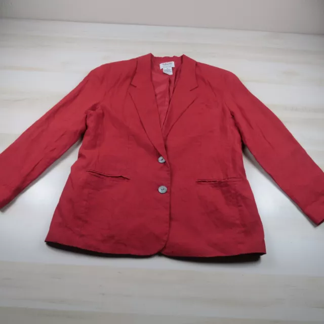TALBOTS BLAZER WOMENS 12 Red 100% Irish Linen Button Front Coat