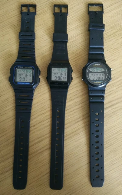 CASIO VINTAGE WORLD time w-520u w-50u W-60u digital watches 1986
