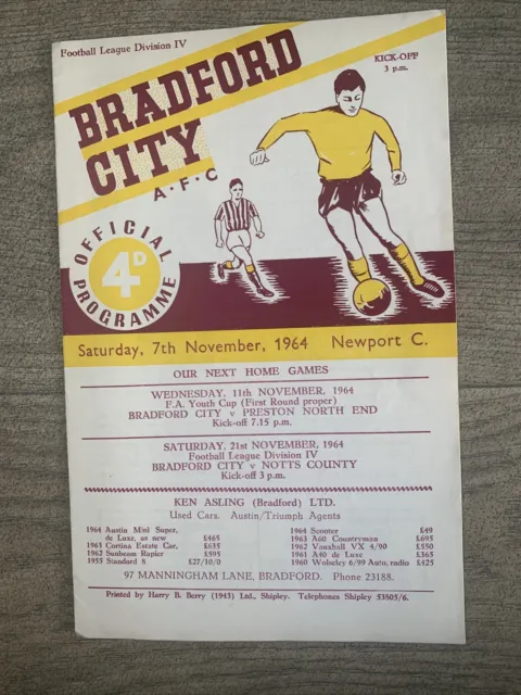 Div 4 Bradford City v Newport County 7.11.1964