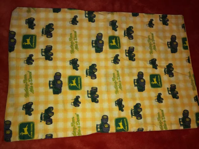 John Deere Yellow Side Pillow Cover Case Sham W Tractors &Logo Vintage- 17.5x12
