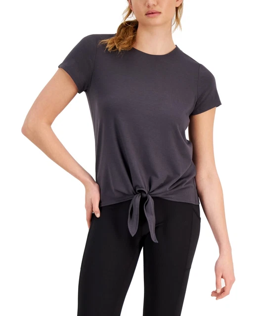 ID Ideology Women's Knot Front T-Shirt Gray Size XX-Large