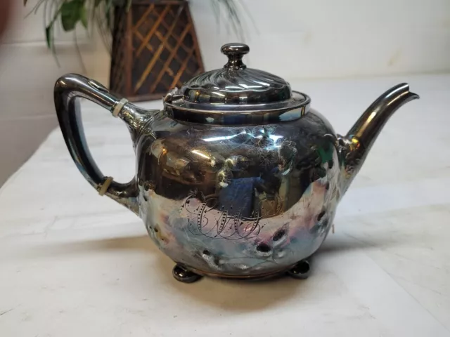 L. Atkinson quadruple Silver Plate Tea pot #3184 / r4 d13