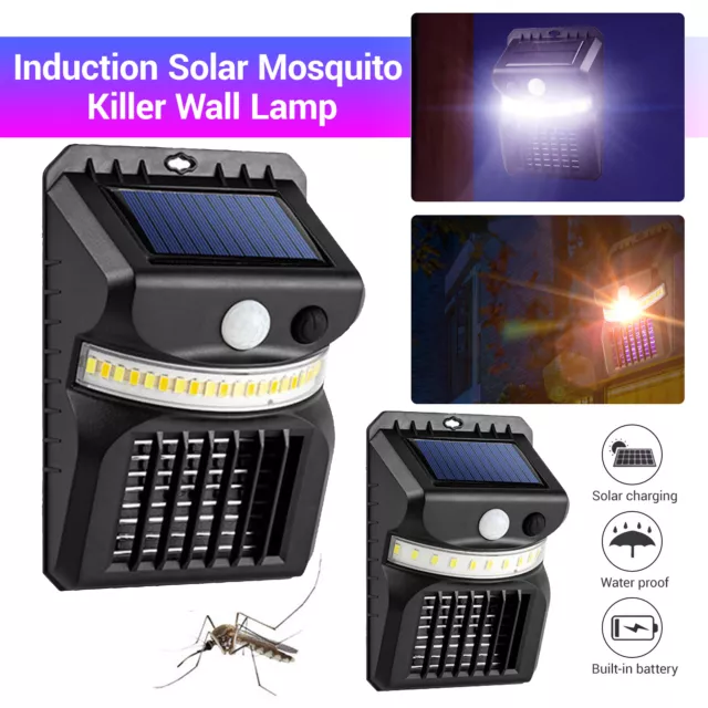 Solar Powered Mosquito Killer Wall Lamp Bug Zapper Fly Insect Repeller Outdoor