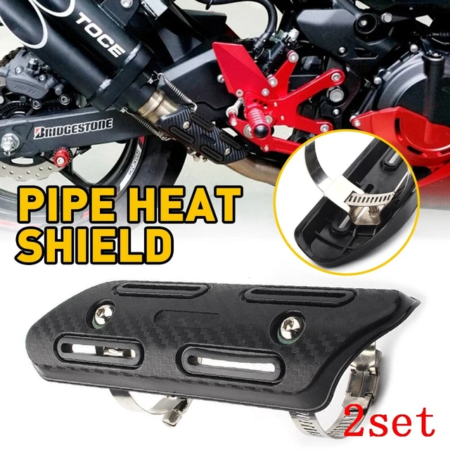 2X Exhaust Muffler Pipe Heat Shield Cover Heel Guard Universal Black Motorcycle