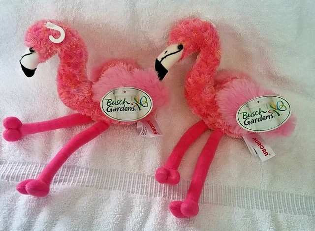 Flamingos One Pair Busch Gardens Pink 7" Tall When Sitting New With Tags PLUSH