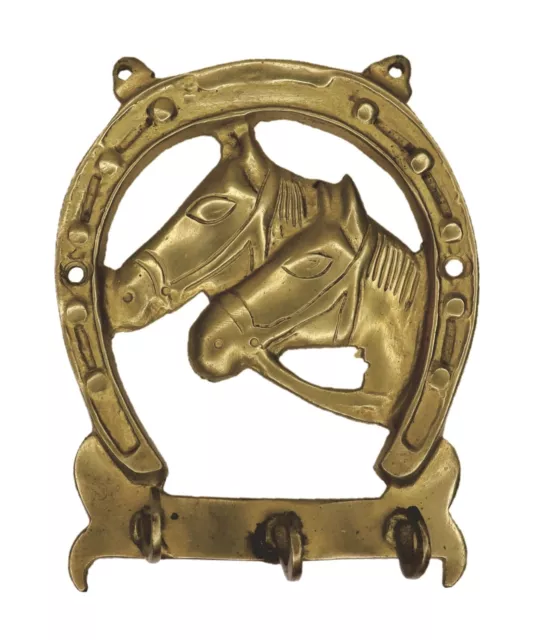 Horse Pair Design Victorian Antique Style Handmade Brass Cloth Wall Hanger Hook