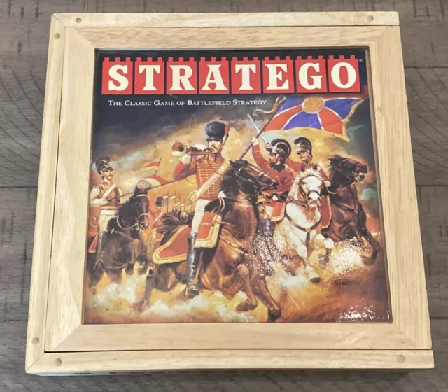 STRATEGO Board Game in Wooden Box Wood Case Nostalgia Edition Milton Bradley