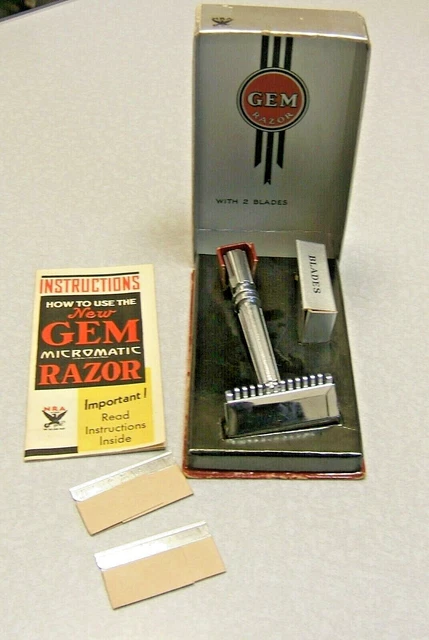 Vintage NRA GEM Micromatic Single Edge Safety Razor Set in Box 1930's NICE