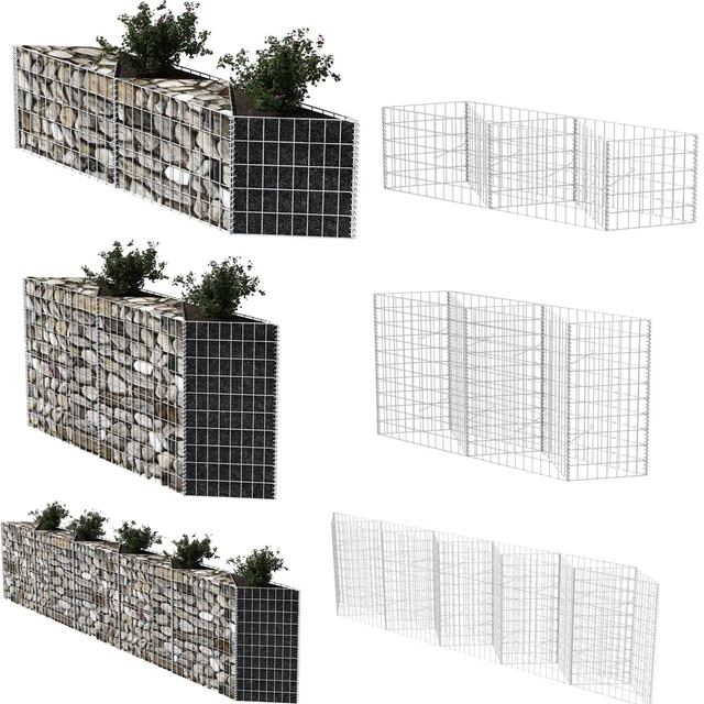 Gabionen Hochbeet 470x50x50 Cm – Verzinkter Stahlkorb, Maschenweite 10x5 Cm, Für Garten & Terrasse