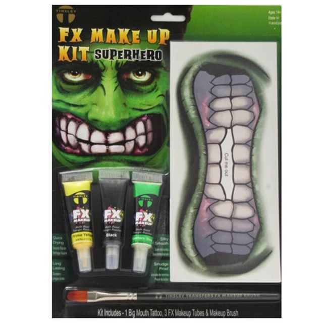 Tinsley FX Face Makeup Kit Superhero Hulk Temporary Tattoo Halloween Costume