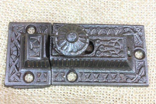 Old Cabinet Catch Cupboard Latch Knob Antique Cast Iron Windsor 3” Vintage