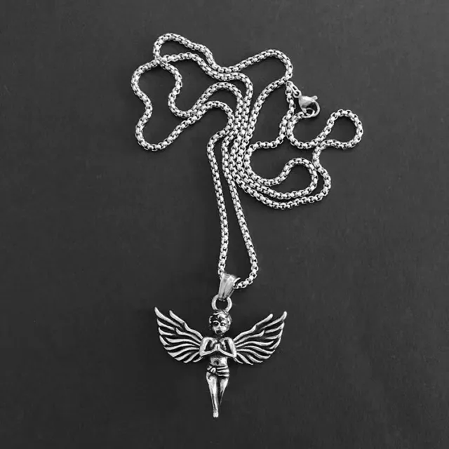 Angel Wings 925 Sterling Silver Long Necklaces Pendant Men Women Girls Gift
