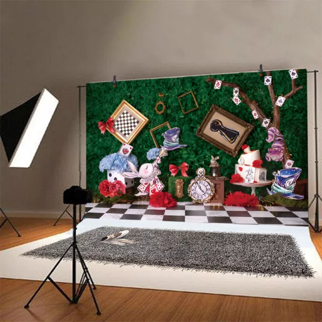 Alice In Wonderland Backdrop Kids Birthday Tea Party Photo Background Banner 2