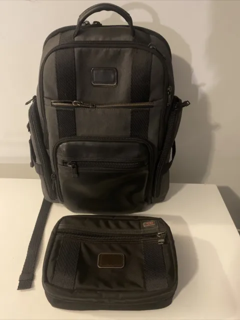 Tumi Alpha 3 Bravo Deluxe Ballistic Nylon Backpack & Travel Pouch Luggage Luxury