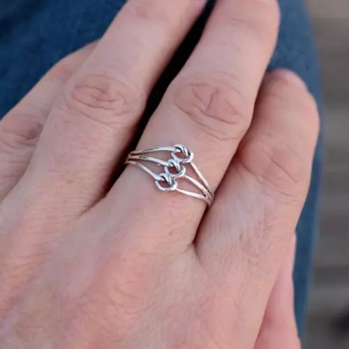 Triple Knot Linked Band Ring 925 Sterling Silver Stackable Ring Women Ring Size