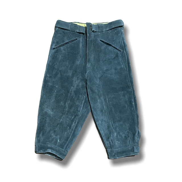 Vintage Boys Green Leather German Oktoberfest  Trousers Size 6