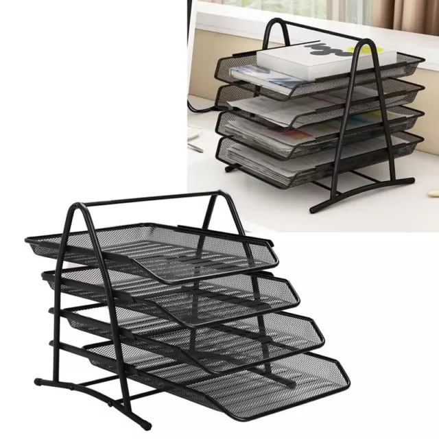 A4 Size Metal Organiser Document Tray Removable Compartments Office Files Shelf