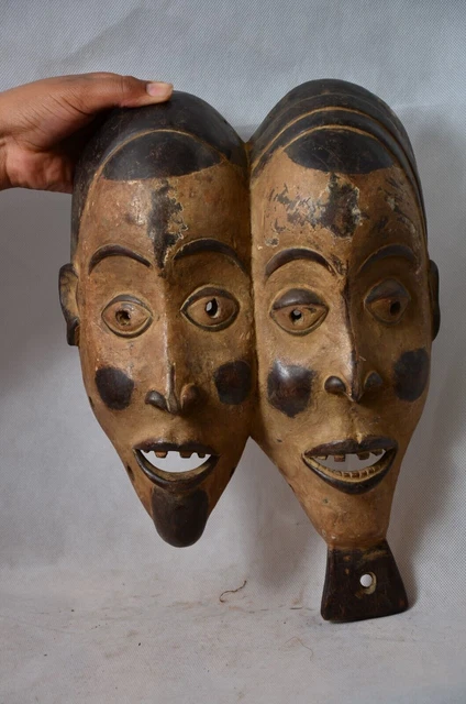 African tribal art, double faced Pende mask from democratic republic of congo