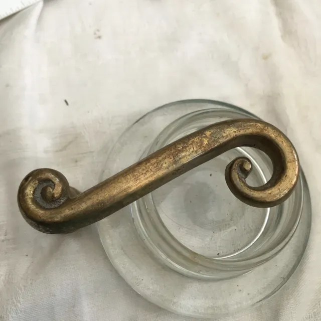 Antique French Scroll Solid Brass Door Lever Heavy Wood Knob Gold