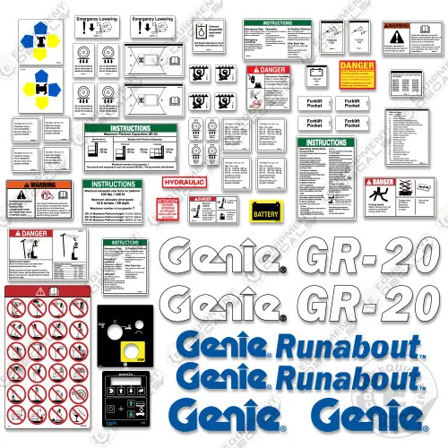 Für Genie GR20 Aufkleber Set Runabout Vertikal Mast Lift Aufkleber - 3M Vinyl