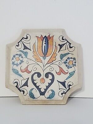 Vintage Sharon Kurtz Signed Tuscan Style Hand-Cast Decorative Tile/Wall Plaque