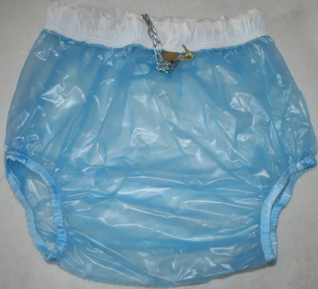 PVC LOCKING DIAPER Rubber Trousers Adult Baby Size S-2XL Blue