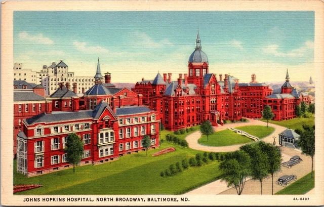 Postcard~Baltimore Maryland~Johns Hopkins Hospital~North Broadway