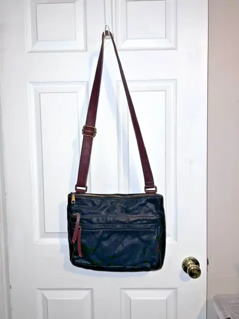 FOSSIL Corey Large Crossbody Bag Black Leather Messenger Bag Purse