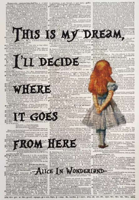 A3 Size Alice In Wonderland Print Vintage Dictionary Page Wall Art Picture Quote