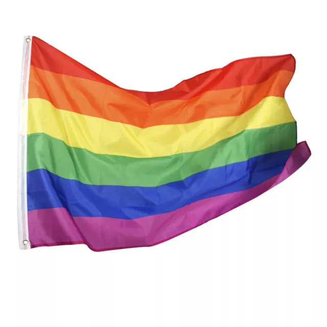 Rainbow Lesbian Gay Pride Banner Flag Outdoor Garden Polyester 3X5ft 90X150cm 1x