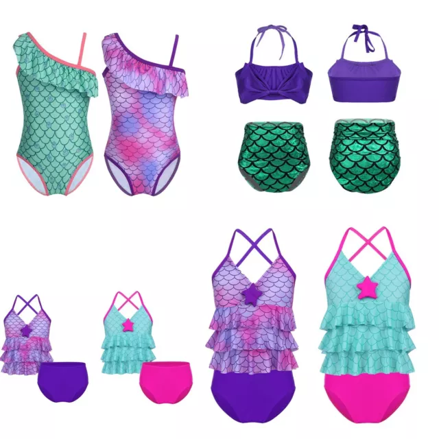 Baby Kids Girls Mermaid Tankini Bikini Outfit Set Swimwear Swimsuit Bathing Suit