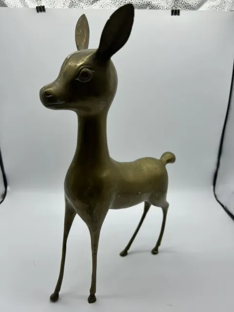 Vintage Brass Metal Statue Sculpture FAWN Deer BAMBI Art Decor Mid Century