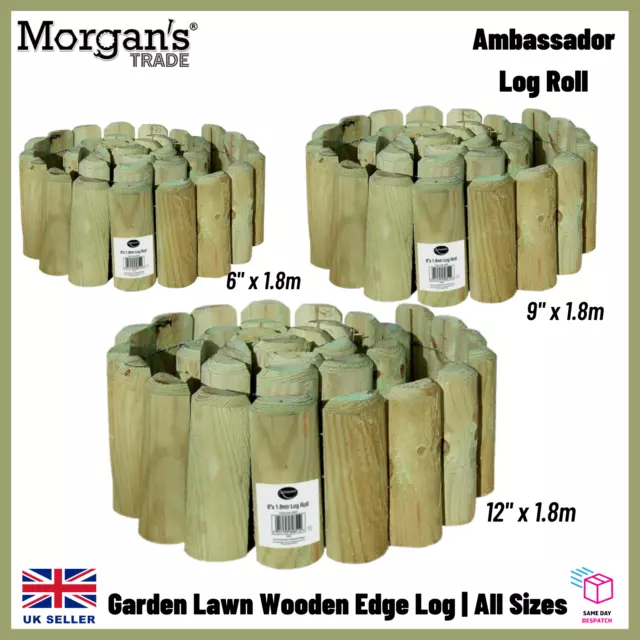 Garden Lawn Path Longer Life Wooden Log Roll for Straight,Curved Edges All Sizes