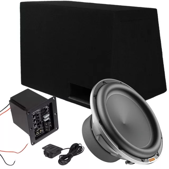 Aktiv Auto Bass Set: Bandpass Gehäuse + 25cm Subwoofer MP250 D2 + Power4 Modul