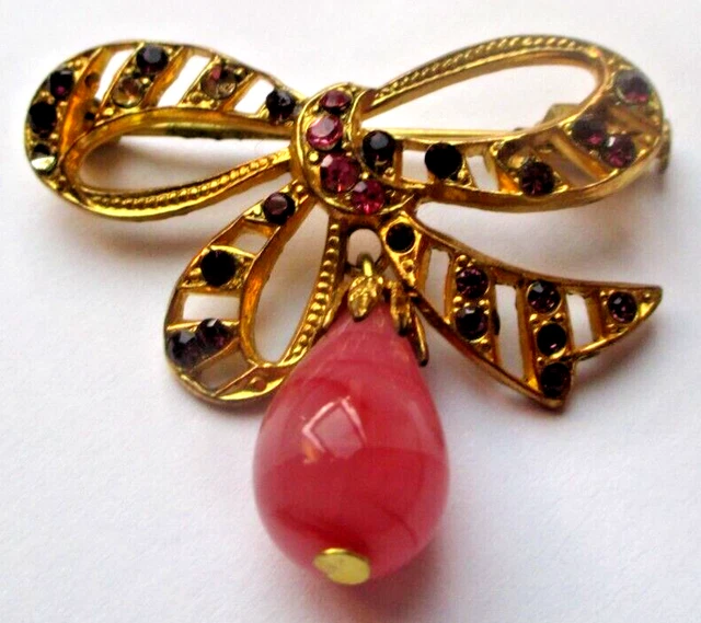 Broche Barrette Vintage Plaquée Or Avec Rubis - Bijou Ancien De 1973, Parfait état