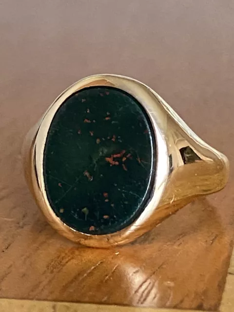 Gents 9ct Gold & Bloodstone Signet Ring ~ Size S.5 ~ 4.6g ~ London 1965