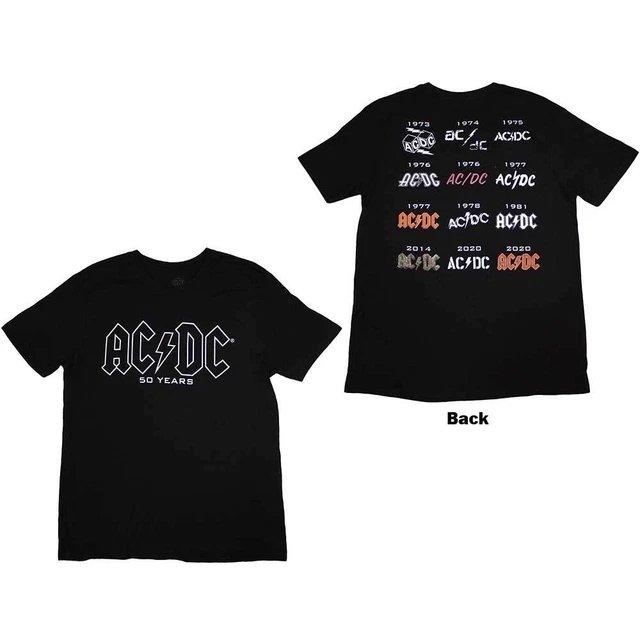 AC/DC 50 YEARS Logo History Camiseta Official Merchandise M/L/XL / 2XL ...