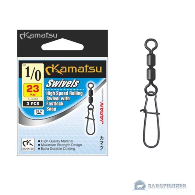 Kamatsu High Speed Double Rolling Swivel With Snap, Doppelwirbel Mit Karabiner